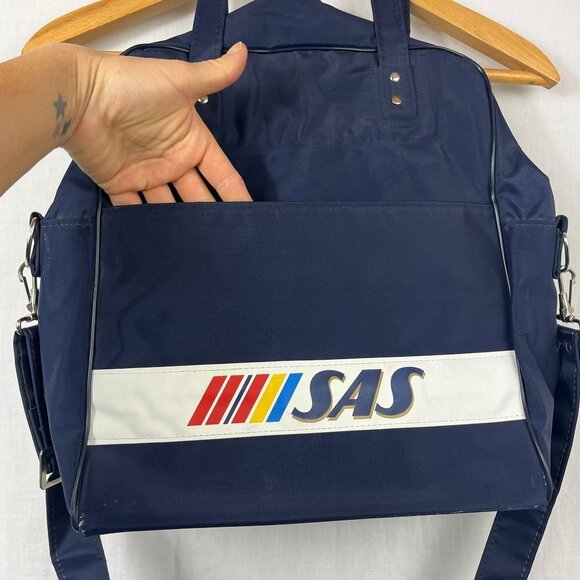 Vintage 70s Scandinavian Airlines Shoulder Bag US Made Weekender Retro Duffle - Picture 2 of 14
